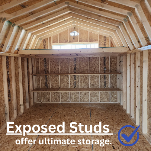 easy to install brackets for open walls in a storage shed or garage 2 tier customizable shelving